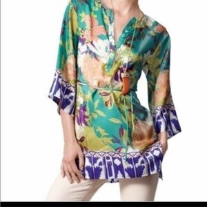 CABI Poetry Silk Kimono Sleeve Tunic Top